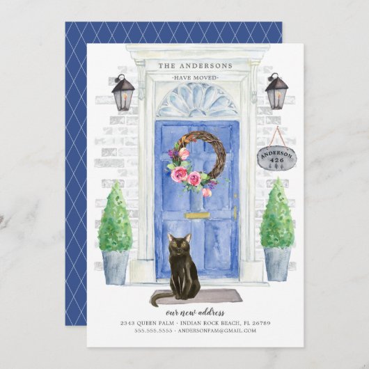 Bombay Cat Blue Door Bewegende Aankondiging (Voorkant / Achterkant)