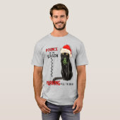Bombay Cat Breed Black Kat in een Santa Hat T-shirt (Voorkant volledig)