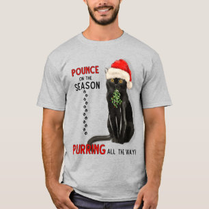 Bombay Cat Breed Black Kat in een Santa Hat T-shirt