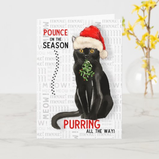 Bombay Cat Breed Funny Kerstmis Kaart (Gele Bloem)