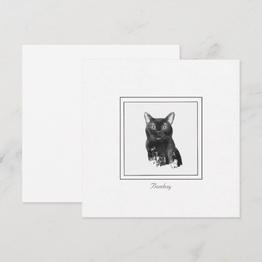 Bombay Cat Elegant Chalk-tekentaart Notitiekaartje (Voorkant / Achterkant)
