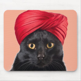 Bombay Cat Wearing A Turban Muismat