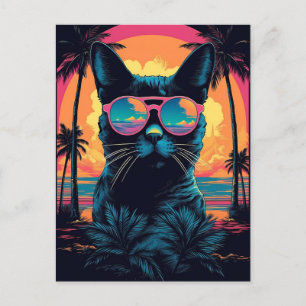 Bombay Kat met zonnebril op het strand Briefkaart