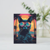 Bombay Kat met zonnebril op het strand Briefkaart (Staand voorkant)