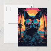 Bombay Kat met zonnebril op het strand Briefkaart (Voorkant / Achterkant)