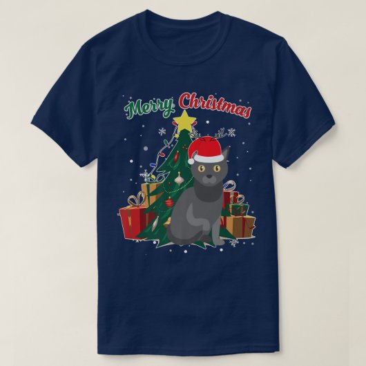 Bombay met kerstboomkat sneeuw flakes Cadeau T-shirt (Design voorkant)