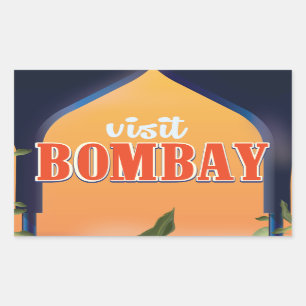 Bombay Reisprent uit het verleden. Rechthoekige Sticker
