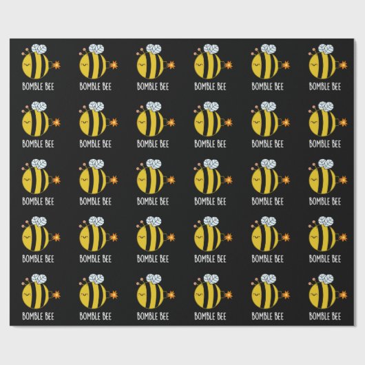 Bomble bee Funny Bumblebeb Pun Dark BG Cadeaupapier (Vlak)