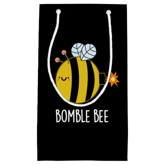 Bomble bee Funny Bumblebeb Pun Dark BG Klein Cadeauzakje (Voorkant)