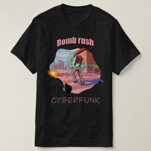 Bombom spits cyberfunk t-shirt (Design voorkant)