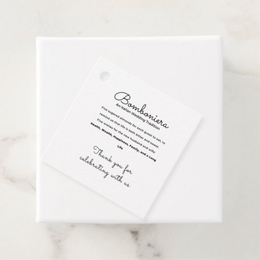 Bomboniera Italiaans bruiloft traditie Label (In situ)