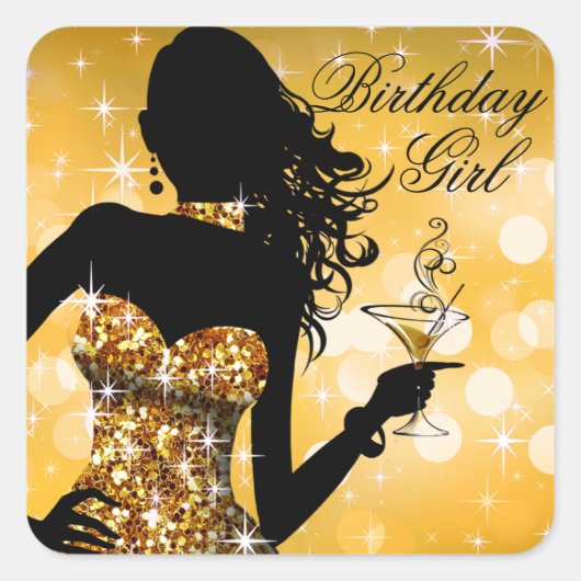 Bombshell Bling Glitter Party Dress | goud Vierkante Sticker (Voorkant)