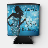 Bombshell Glitter Bling Sparkle Verjaardag | blauw Blikjeskoeler (Voorkant)