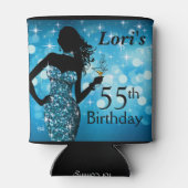 Bombshell Glitter Bling Sparkle Verjaardag | blauw Blikjeskoeler (Achterkant)