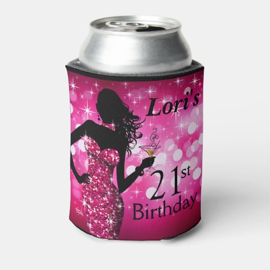 Bombshell Glitter Bling Sparkle Verjaardag | fuchs Blikjeskoeler (Blikje Achterkant)