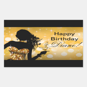 Bombshell Glitter Party Jurk   Goud Rechthoekige Sticker