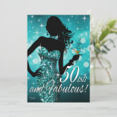 Bombshell Glitter Sparkle 50-achtige verjaardag |  Kaart (Staand voorkant)