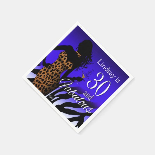 Bombshell Leopard 30ste verjaardag | blauw Servetten (Hoek)