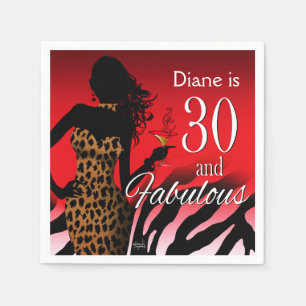 Bombshell Leopard 30th Birthday rood Servetten