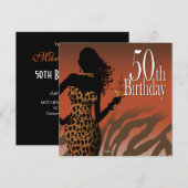 Bombshell Leopard 50th Birthday Party Russet Kaart (Voorkant / Achterkant)