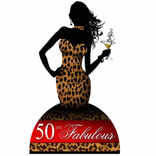 Bombshell Leopard Birthday Cake Topper red Staand Fotobeeldje (Voorkant)