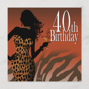 Bombshell Leopard Zebra 40th Birthday Party Kaart