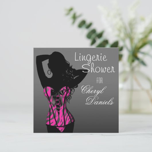 Bombshell Lingerie Zebra Corset Vrijgezellenfeest Kaart (Staand voorkant)