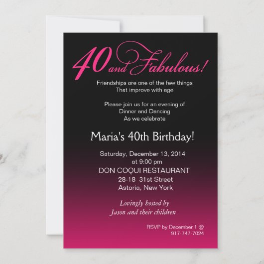 Bombshell Sparkle 40th Birthday | fuschia dec 13th Kaart (Achterkant)