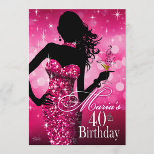 Bombshell Sparkle 40th Birthday   fuschia dec 13th Kaart