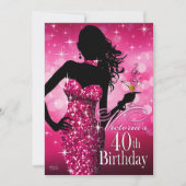 Bombshell Sparkle 40th Birthday | fuschia Kaart (Voorkant)