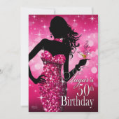 Bombshell Sparkle 50th Birthday | fuschia Kaart (Voorkant)