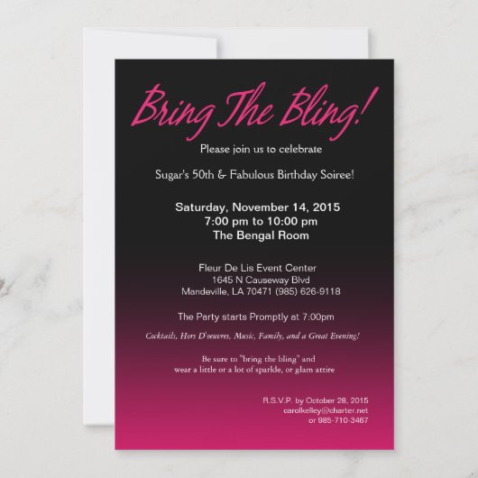 Bombshell Sparkle 50th Birthday | fuschia Kaart (Achterkant)