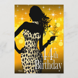 Bombshell Sparkle Snow Leopard 44th Birthday Kaart