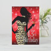 Bombshell Sparkle Snow Leopard Birthday Party Kaart (Staand voorkant)