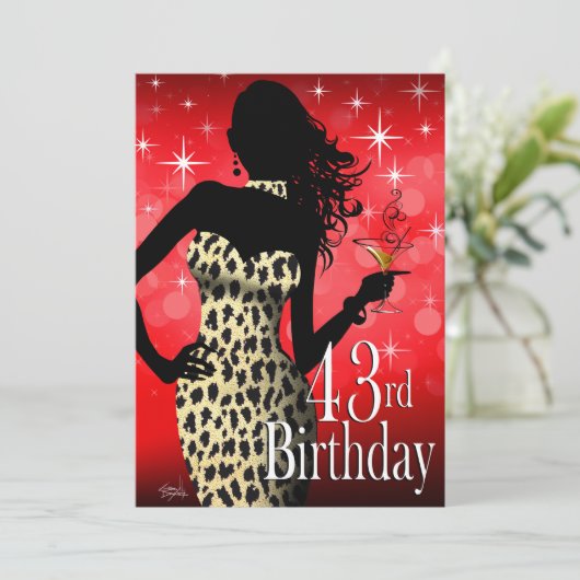 Bombshell Sparkle Snow Leopard Birthday Party Kaart (Staand voorkant)