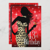 Bombshell Sparkle Snow Leopard Birthday Party Kaart (Voorkant / Achterkant)
