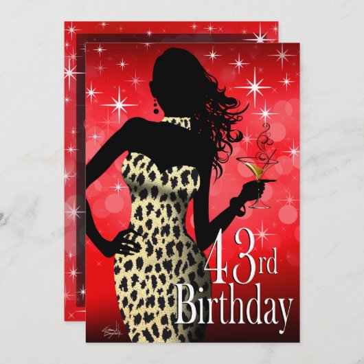 Bombshell Sparkle Snow Leopard Birthday Party Kaart (Voorkant / Achterkant)