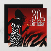 Bombshell Zebra 30e verjaardag Red Kaart (Voorkant / Achterkant)