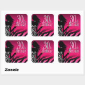 Bombshell Zebra 30e verjaardagsfeestje Fuschia Vierkante Sticker (Vel)