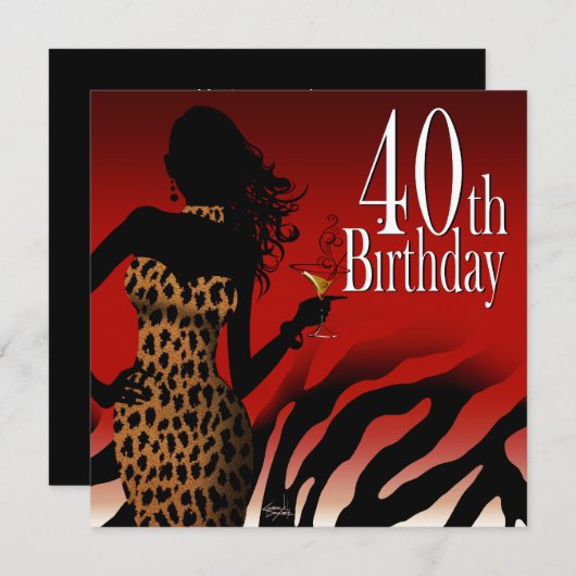 Bombshell Zebra 40e verjaardag Red Kaart (Voorkant / Achterkant)