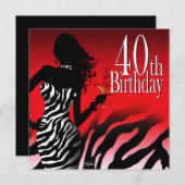 Bombshell Zebra 40e verjaardag Red Kaart (Voorkant / Achterkant)