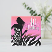 Bombshell Zebra 40th Birthday Party Dress Pink Kaart (Staand voorkant)