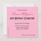 Bombshell Zebra 40th Birthday Party Dress Pink Kaart (Achterkant)