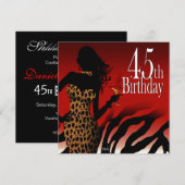Bombshell Zebra 45e Surprise Birthday Party Red Kaart (Voorkant / Achterkant)