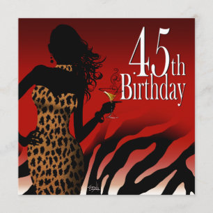 Bombshell Zebra 45e Surprise Birthday Party Red Kaart