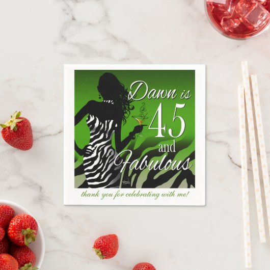 Bombshell Zebra 45ste verjaardag | green Servet (Insitu)