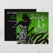 Bombshell Zebra 45th Birthday | groen Kaart (Voorkant / Achterkant)