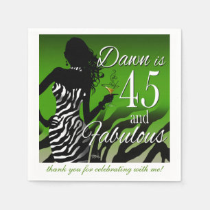 Bombshell Zebra 45th Birthday groen Servet