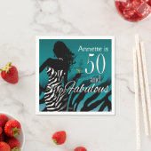 Bombshell Zebra 50ste verjaardag | blauwgroen Servet (Insitu)