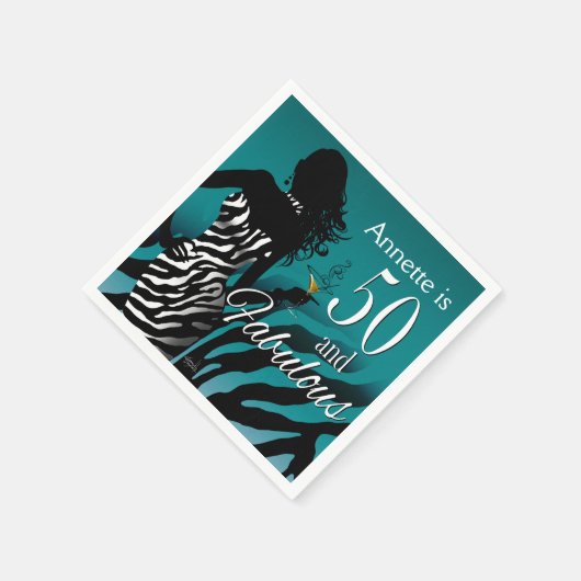 Bombshell Zebra 50ste verjaardag | blauwgroen Servet (Hoek)